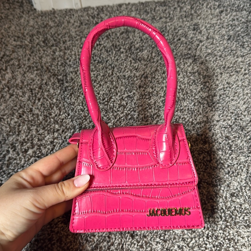 Jacquemus pink snake print bag